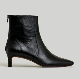 NEW Madewell The Dimes Sleek Black Leather Kitten Heel Ankle Bootie 7.5